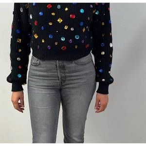 NEW TWOTWINSTYLE love me rhinestone sweater in black